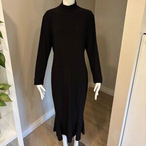 Norma Kamali Black Turtleneck Fishtail Dress
